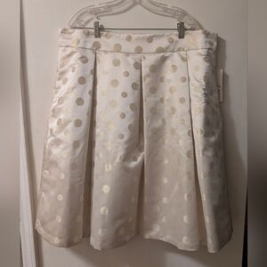 Eliza J Cream A-Line Skirt with Gold Polka Dots